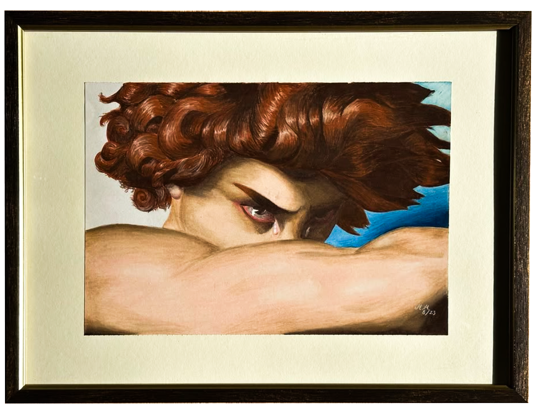 Buntstift-Studie nach L'Ange déchu von Alexandre Cabanel
